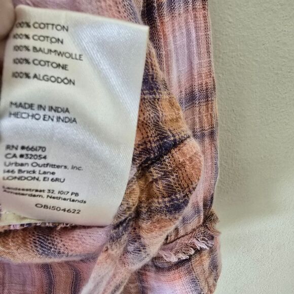 ONE OF THE BOYS PLAID TUNIC SHIRT IN IVORY COMBO WE THE FREE Size M - Picture 8 of 10